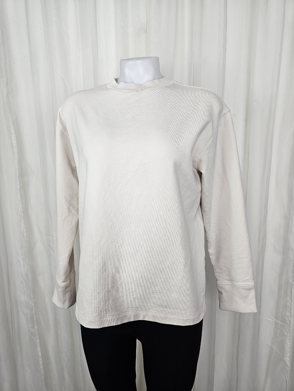 MM Lafleur Cream Knit Pima Cotton Crewneck Long Sleeve Tee Small
